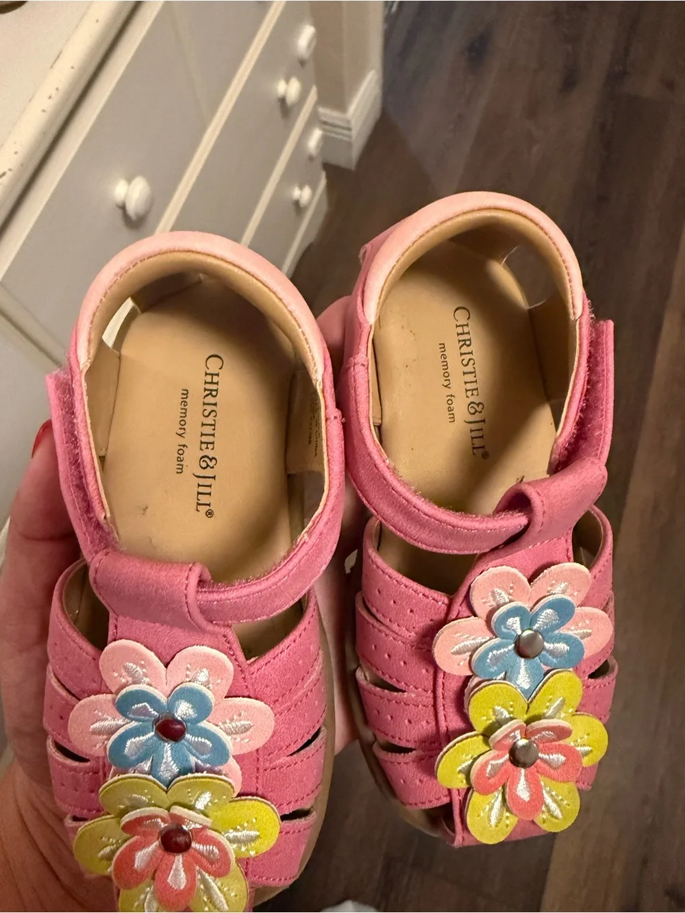 Christie & Co. Pink Floral Girls' Sandals with Velcro Strap